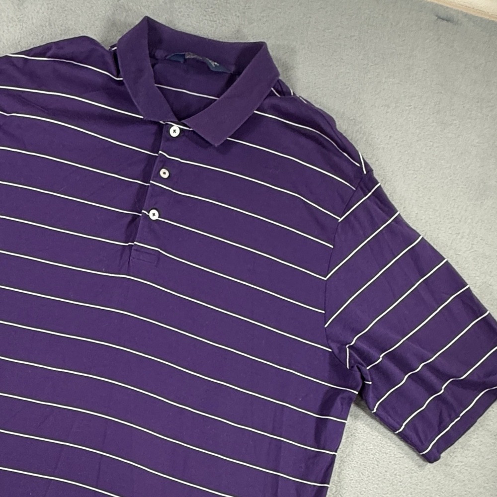 POLO GOLF RALPH LAUREN Vintage Lisle Polo PIMA Shirt Purple Stripe Size Large